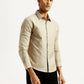 Men's Redloop Solid Beige Slim Fit Shirt - Side View