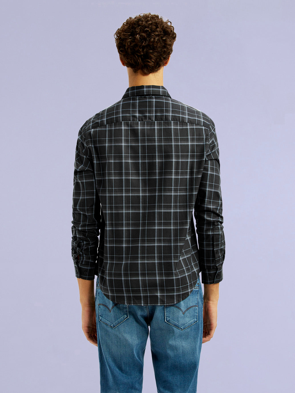 Men's Redloop Checkered Charcoal Grey Slim Fit Shirt - 81acb7e5-0f4b-4b94-b48d-88ed3036384c View