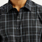 Men's Redloop Checkered Charcoal Grey Slim Fit Shirt - Detail View