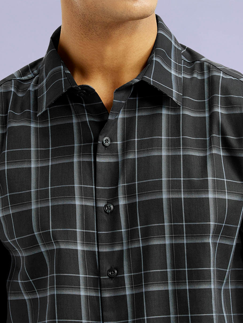 Men's Redloop Checkered Charcoal Grey Slim Fit Shirt - 2e94c156-9e57-4f12-aaf4-a09c4f7ea25a View