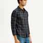 Men's Redloop Checkered Charcoal Grey Slim Fit Shirt - Side View