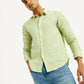 Men's Redloop Solid Light Green Slim Fit Linen Shirt - Elevated View