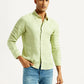 Men's Redloop Solid Light Green Slim Fit Linen Shirt - Styleshot View