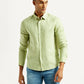 Men's Redloop Solid Light Green Slim Fit Linen Shirt - Front View
