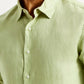Men's Redloop Solid Light Green Slim Fit Linen Shirt - Detail View