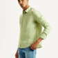 Men's Redloop Solid Light Green Slim Fit Linen Shirt - Side View