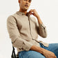 Men's Redloop Solid Beige Slim Fit Linen Shirt - Elevated View