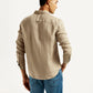 Men's Redloop Solid Beige Slim Fit Linen Shirt - Back View