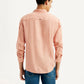 Men's Redloop Solid Peach Slim Fit Linen Shirt - Back View