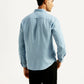 Men's Redloop Solid Light Blue Slim Fit Linen Shirt - Back View