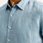 Men's Redloop Solid Light Blue Slim Fit Linen Shirt - Detail View