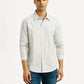 Men's Checkered White Slim Fit Shirt - Front View
