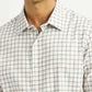 Men's Checkered White Slim Fit Shirt - Detail View