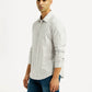 Men's Checkered White Slim Fit Shirt - Side View