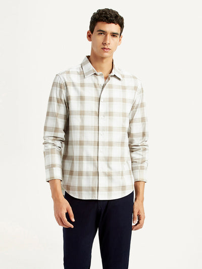 levi's Men's Redloop Checkered Beige Slim Fit Shirt-picture-23