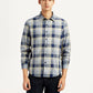 Men's Checkered Grey Slim Fit Shirt - Front View
