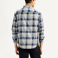 Men's Checkered Grey Slim Fit Shirt - Back View