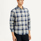 Men's Checkered Grey Slim Fit Shirt - Side View