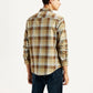 Men's Checkered Light Brown Slim Fit Shirt - Back View