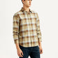 Men's Checkered Light Brown Slim Fit Shirt - Side View