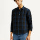 Men's Checkered Dark Blue Slim Fit Shirt - Styleshot View