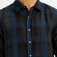 Men's Checkered Dark Blue Slim Fit Shirt - Detail View