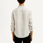 Men's Striped Beige Slim Fit Shirt - Back View