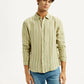 Men's Striped Light Yellow Slim Fit Shirt - Front View