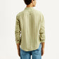 Men's Striped Light Yellow Slim Fit Shirt - Back View