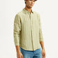 Men's Striped Light Yellow Slim Fit Shirt - Side View