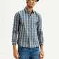 Men's Checkered Blue Slim Fit Shirt - Styleshot View
