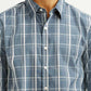 Men's Checkered Blue Slim Fit Shirt - Detail View
