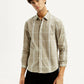 Men's Checkered Beige Slim Fit Shirt - Styleshot View