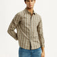 Men's Checkered Beige Slim Fit Shirt - Styleshot View