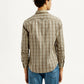 Men's Checkered Beige Slim Fit Shirt - Back View