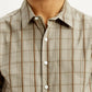 Men's Checkered Beige Slim Fit Shirt - Detail View