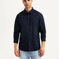 Men's Solid Navy Slim Fit Shirt - Front View