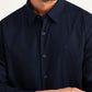 Men's Solid Navy Slim Fit Shirt - Detail View