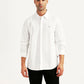 Men's Solid White Slim Fit Shirt - Front View