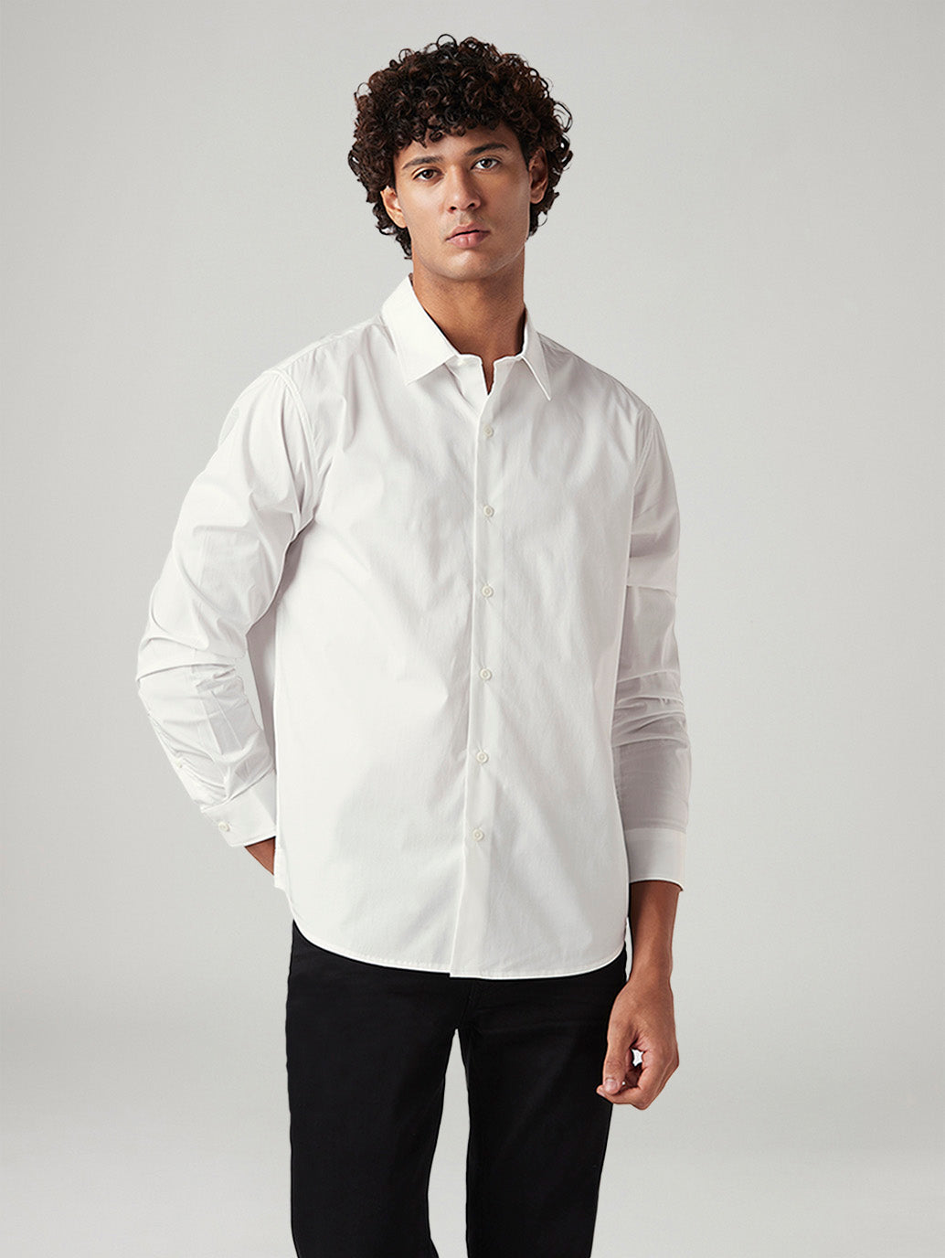 Men's Solid White Slim Fit Poplin Shirt - ea0f5ea5-b986-4e65-b053-a3eea1d5b5ed View
