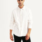 Men's Pin Stripes White Slim Fit Shirt - Front View