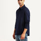Men's Pin Stripes Navy Slim Fit Shirt - db63b377-dad6-4e6b-8ede-89c068a6b3ab View