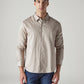 Men's Solid Slim Fit Poplin Redloop Shirt - Front View