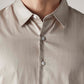 Men's Solid Slim Fit Poplin Redloop Shirt - Detail View