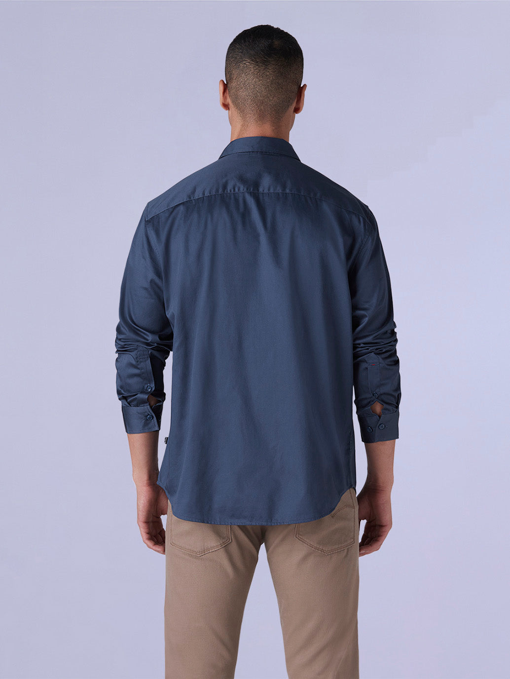 Men's Redloop Solid Slim Fit Poplin Shirt - Back View