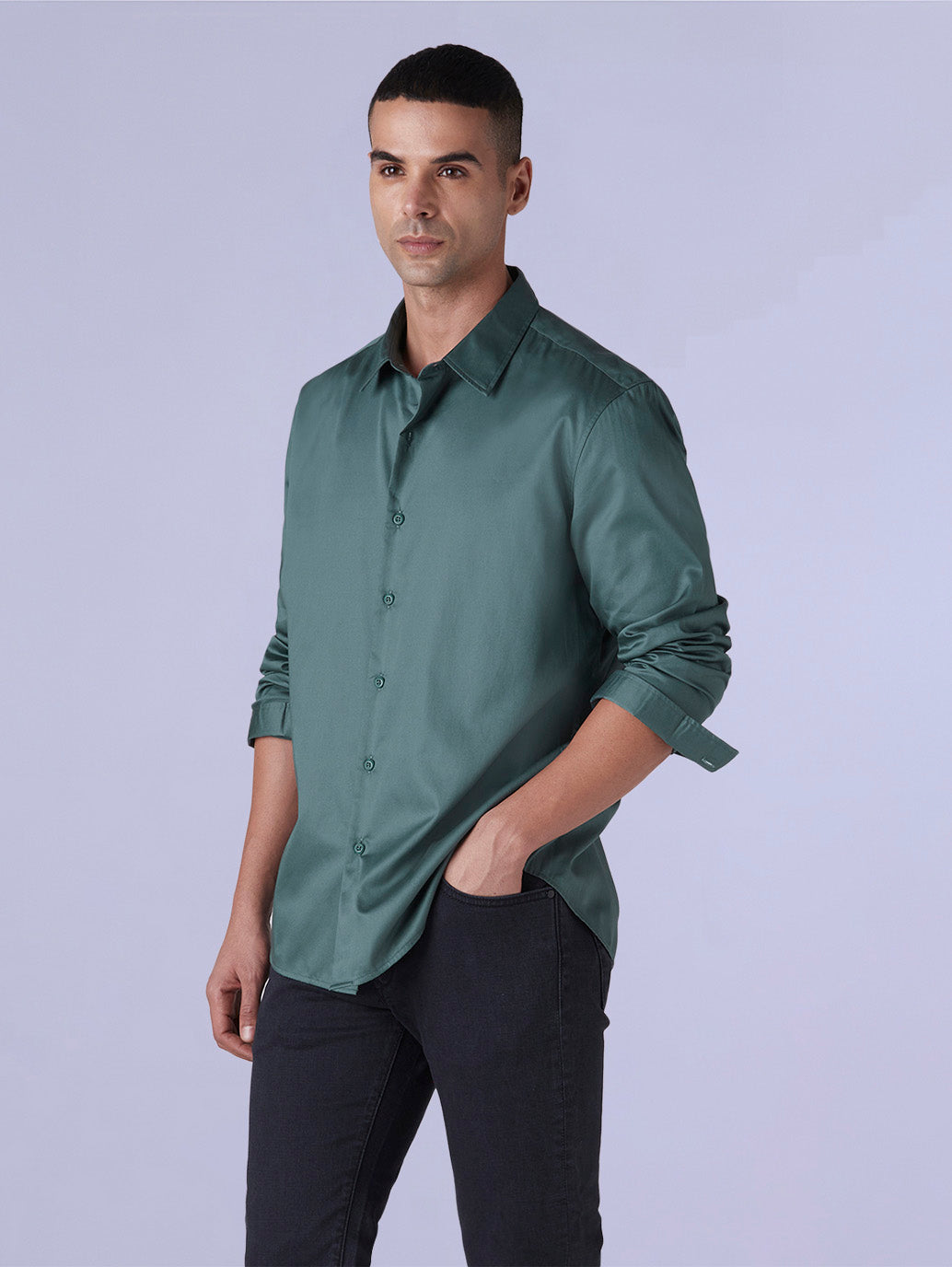 Men's Redloop Solid Slim Fit Poplin Shirt