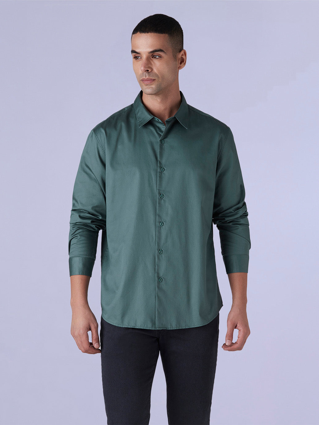 Men's Redloop Solid Slim Fit Poplin Shirt - Front View