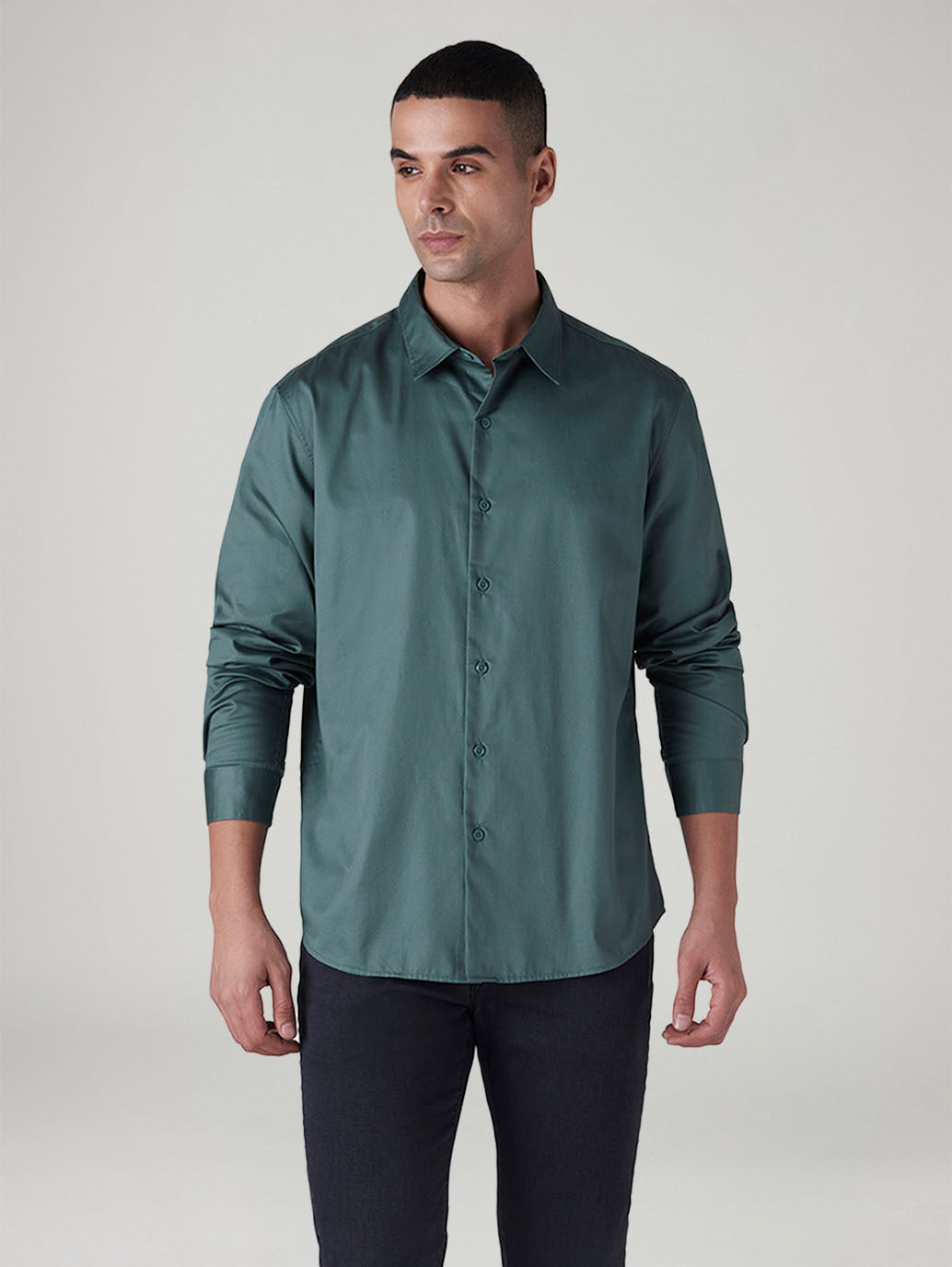 Men's Solid Slim Fit Redloop Shirt - 20 View