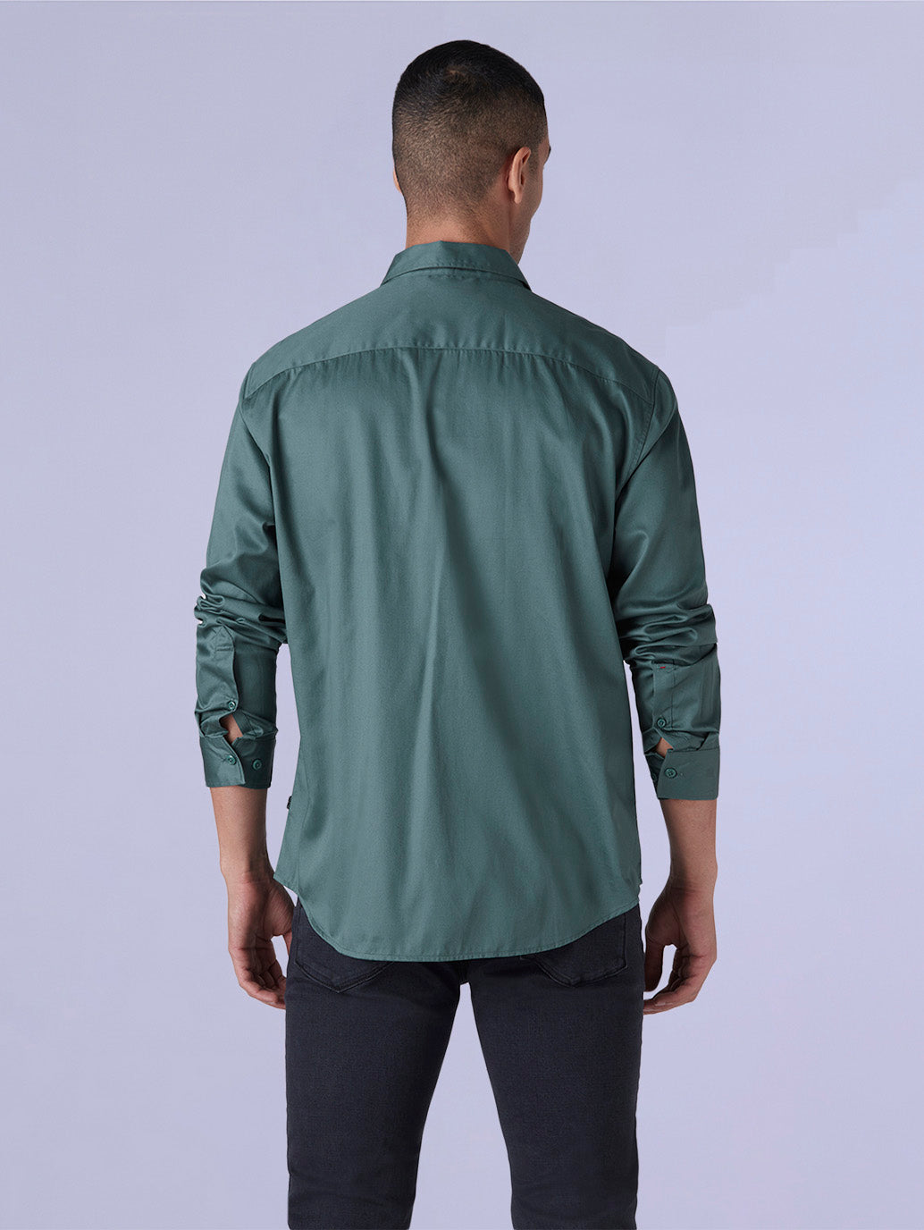 Men's Redloop Solid Slim Fit Poplin Shirt - Back View