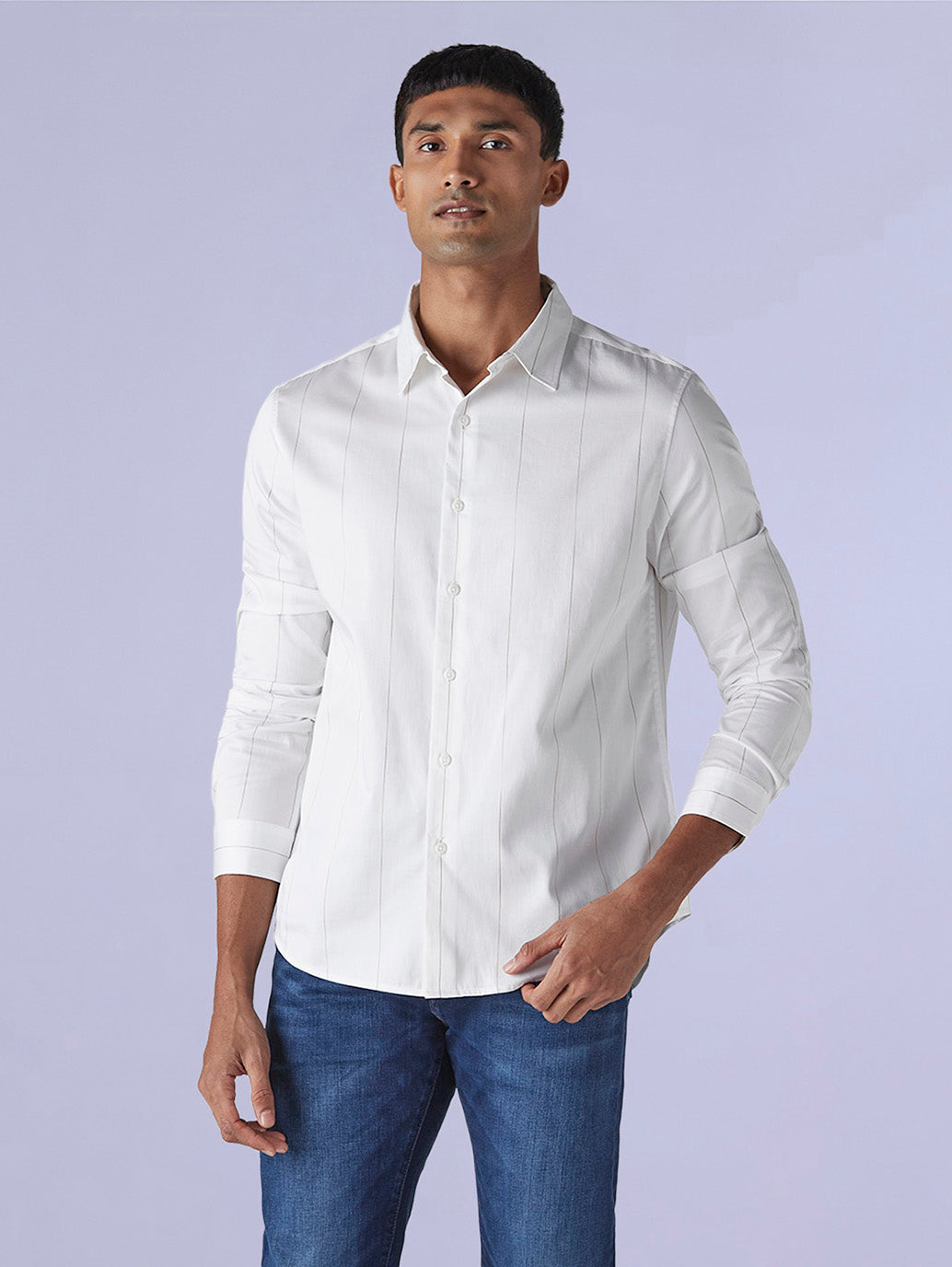 Men's Striped Slim Fit Redloop Poplin Shirt - 7546dc77-8365-42ce-ba15-9539ca9bfb2a View